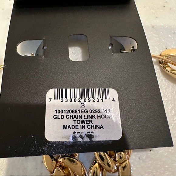 NWT INC International Concepts Hoop Earrings - gold tone Chain style BIG - Picture 12 of 12